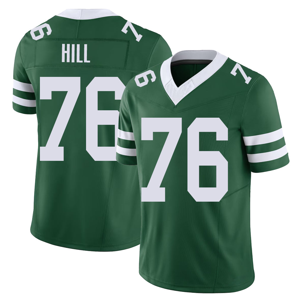New York #76 Xavier Player Football V Neck Short Sleeve Green Jersey Hill For Men Youth Women Gift