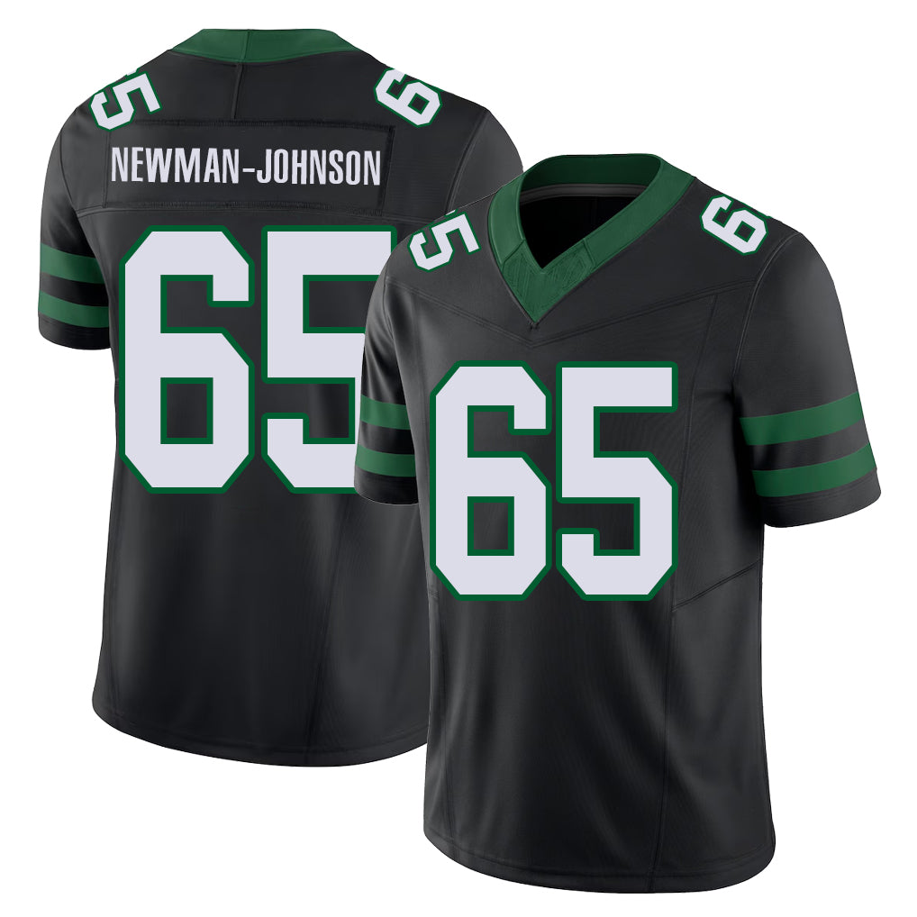 New York #65 Xavier Player Football V Neck Short Sleeve Black Jersey Newman-Johnson For Men Youth Women Gift