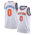 New York #0 Drummond Player Basketball Sleeveless White Jersey Andre For Adult Youth