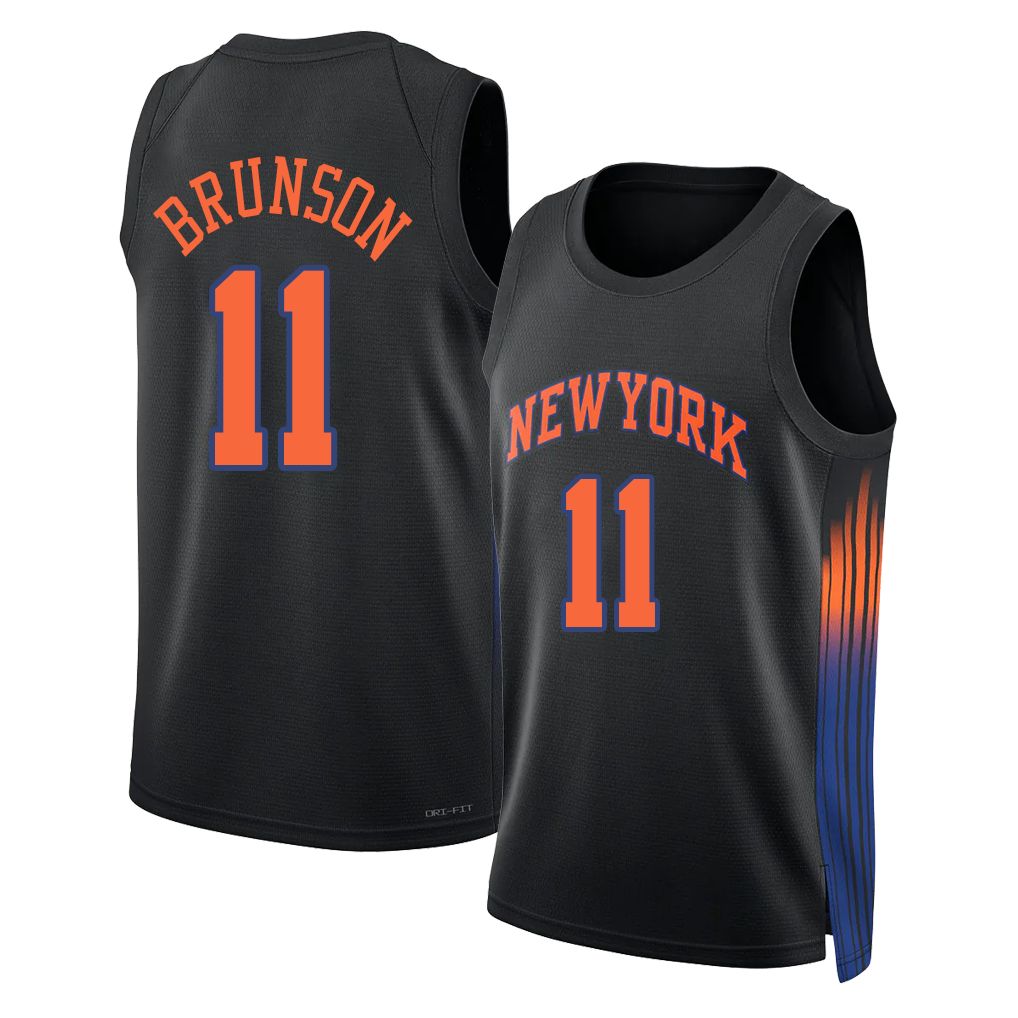 New York #11 Brunson Player Basketball Sleeveless Black Jersey Jalen For Adult Youth