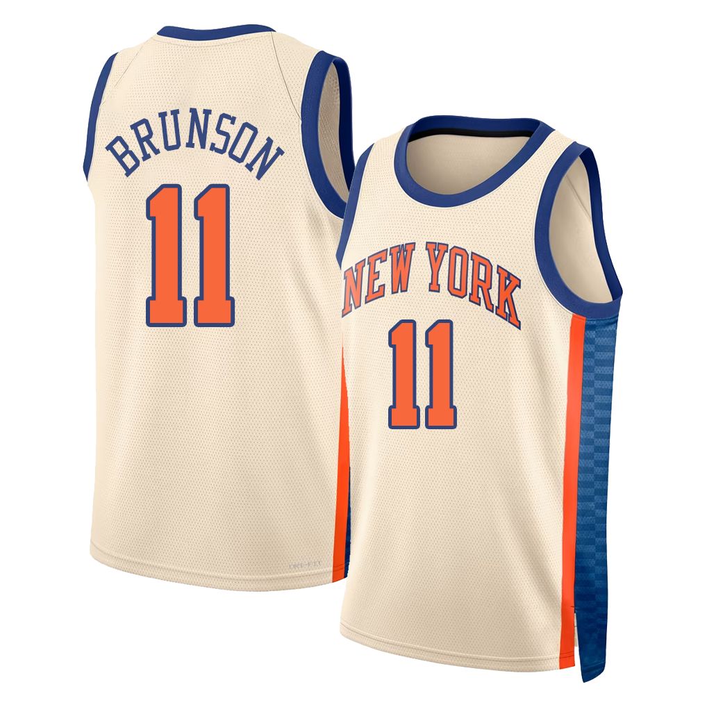 New York #11 Brunson Player Basketball Sleeveless Natural Jersey Jalen For Adult Youth
