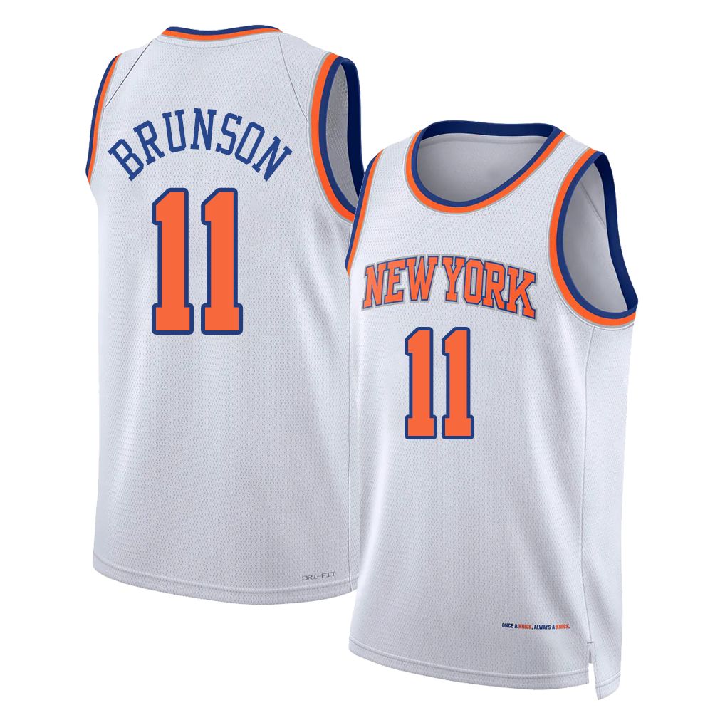 New York #11 Brunson Player Basketball Sleeveless White Jersey Jalen For Adult Youth