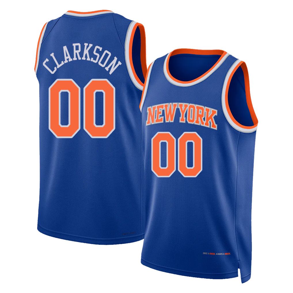 New York #00 Clarkson Player Basketball Sleeveless Blue Jersey Jordan For Adult Youth