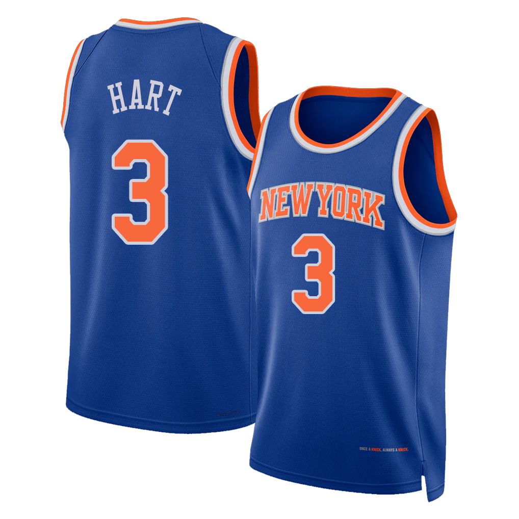 New York #3 Hart Player Basketball Sleeveless Blue Jersey Josh For Adult Youth