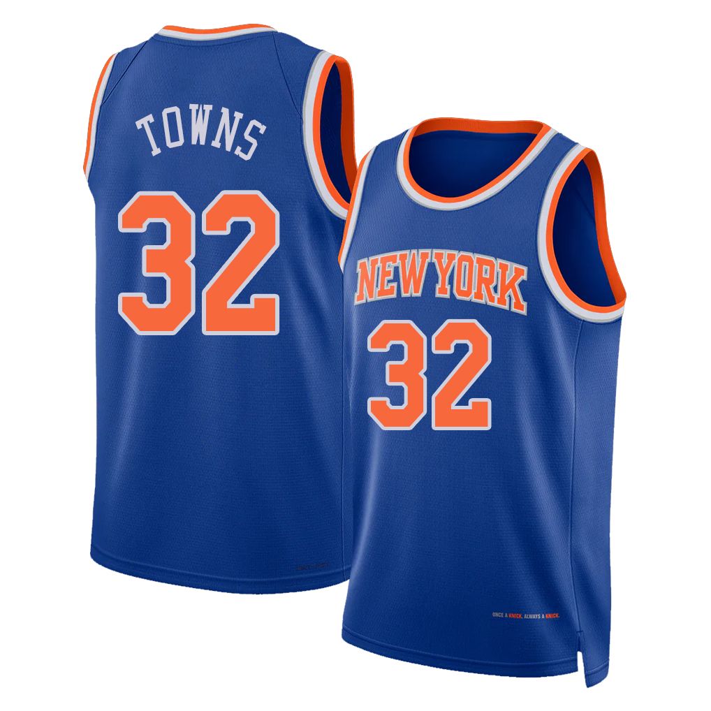 New York #32 Towns Player Basketball Sleeveless Blue Jersey Karl-Anthony For Adult Youth