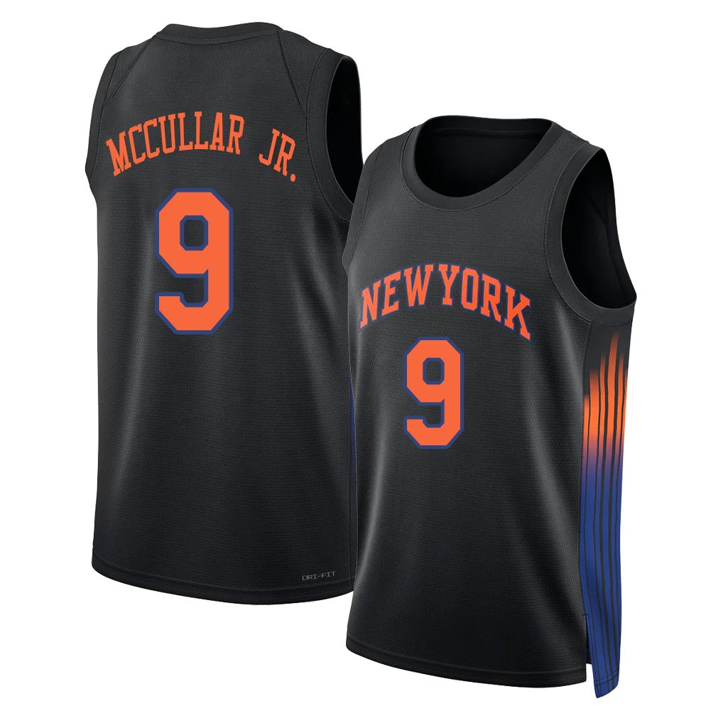 New York #9 McCullar Jr. Player Basketball Sleeveless Black Jersey Kevin For Adult Youth