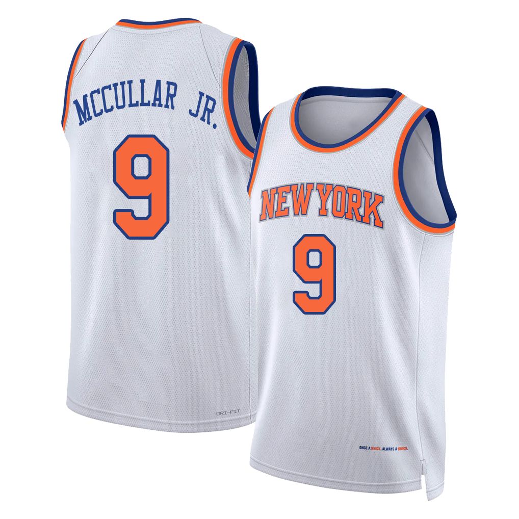 New York #9 McCullar Jr. Player Basketball Sleeveless White Jersey Kevin For Adult Youth