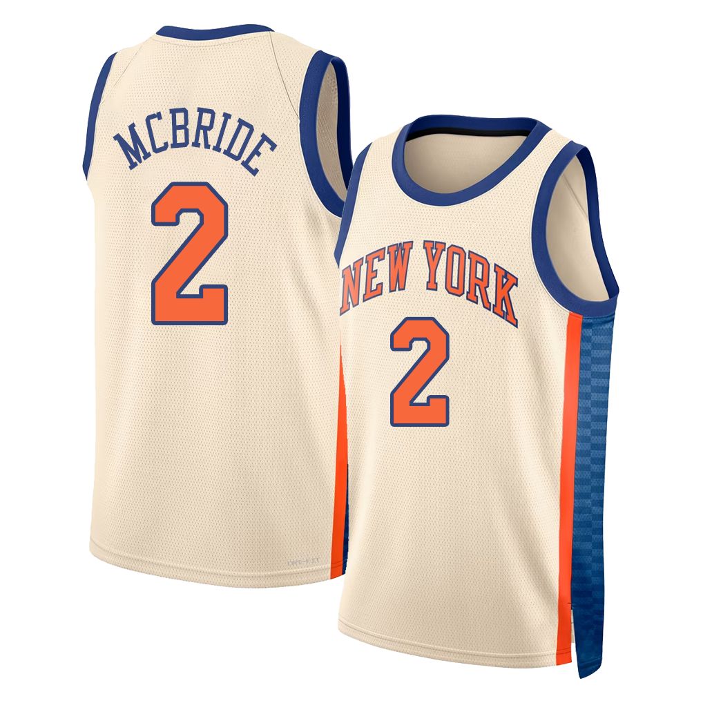 New York #2 McBride Player Basketball Sleeveless Natural Jersey Miles For Adult Youth