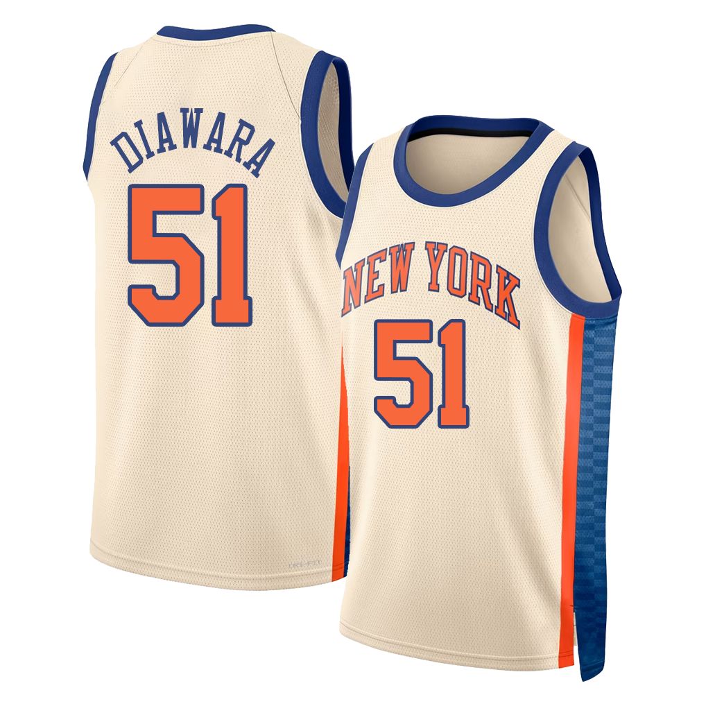 New York #51 Diawara Player Basketball Sleeveless Natural Jersey Mohamed For Adult Youth