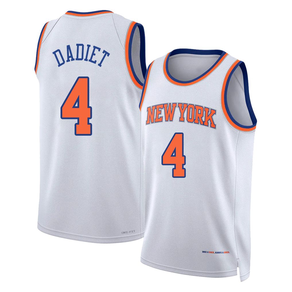 New York #4 Dadiet Player Basketball Sleeveless White Jersey Pacôme For Adult Youth