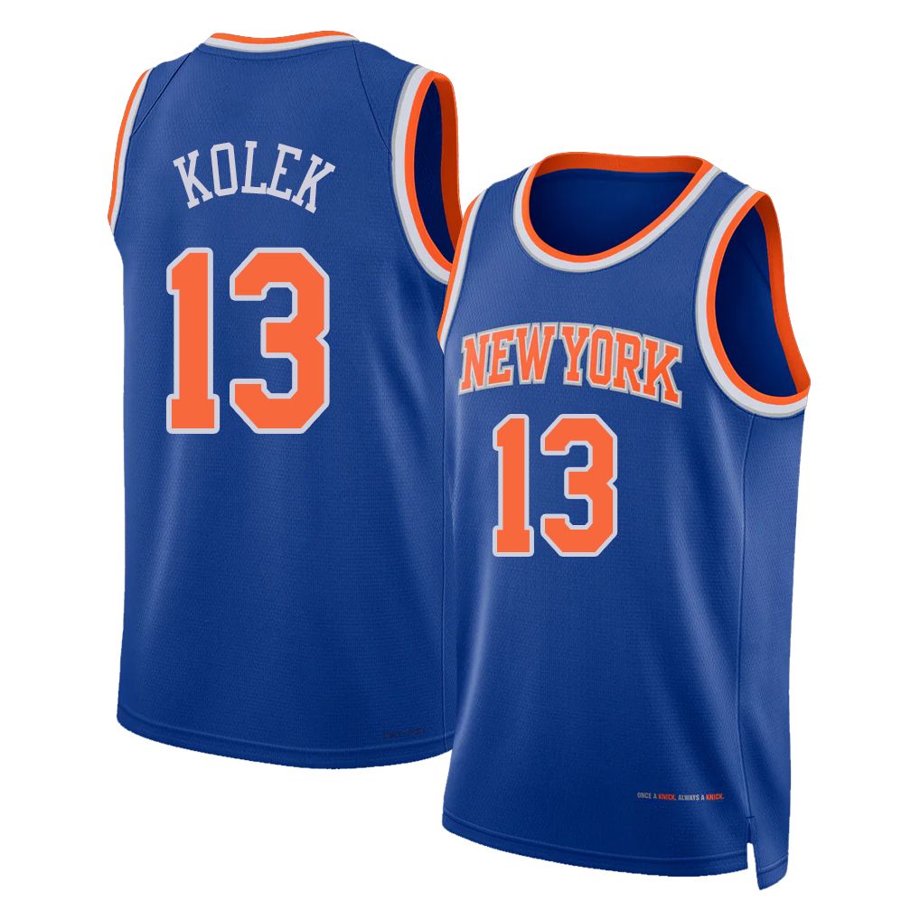 New York #13 Kolek Player Basketball Sleeveless Blue Jersey Tyler For Adult Youth