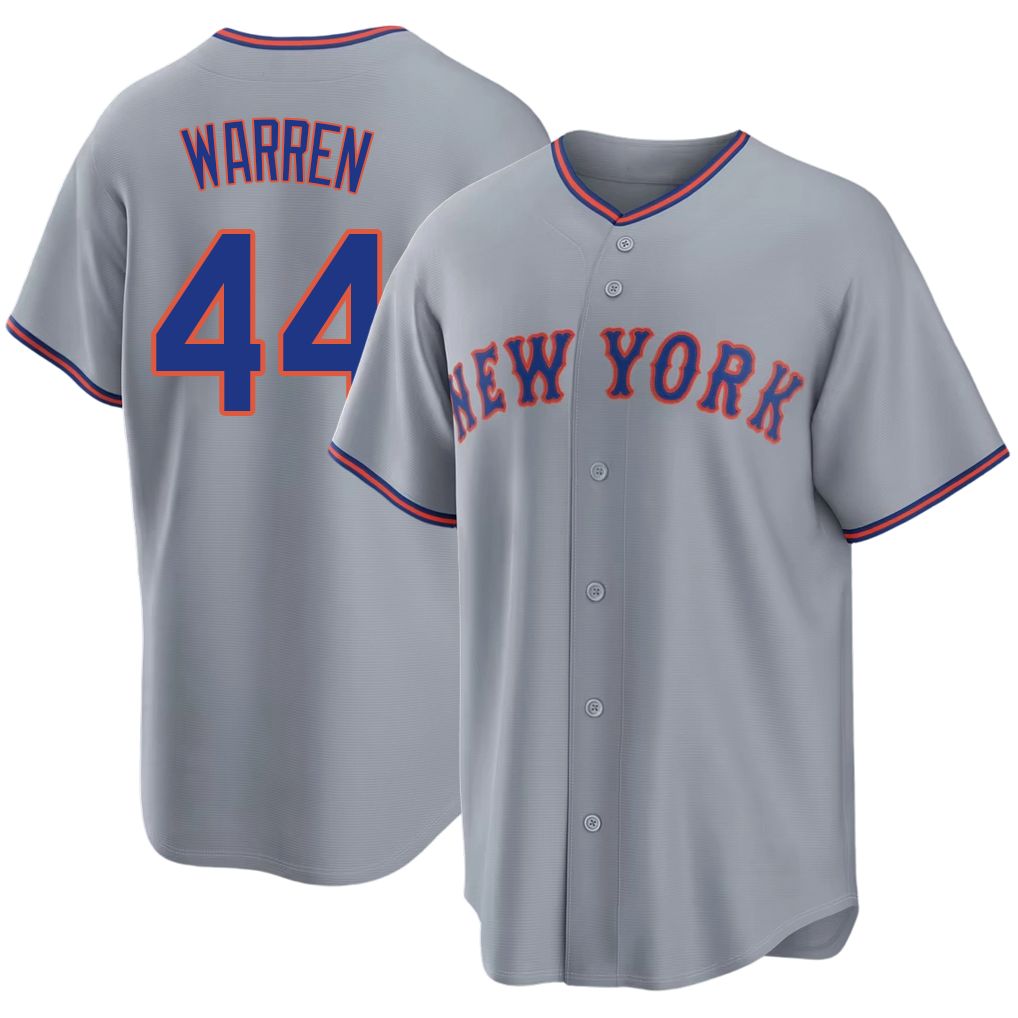 New York #44 Warren Player Baseball Short Sleeve Gray Jersey Austin For Men Women Youth Gift