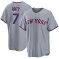 New York #7 Baty Player Baseball Short Sleeve Gray Jersey Brett For Men Women Youth Gift