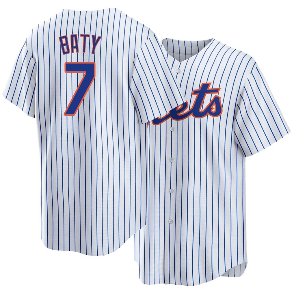New York #7 Baty Player Baseball Short Sleeve White Jersey Brett For Men Women Youth Gift
