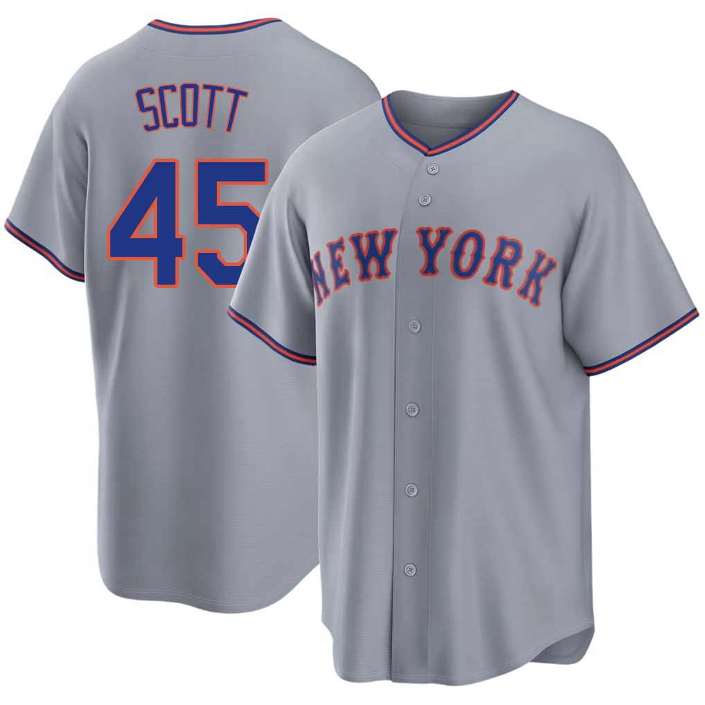 New York #45 Scott Player Baseball Short Sleeve Gray Jersey Christian For Men Women Youth Gift