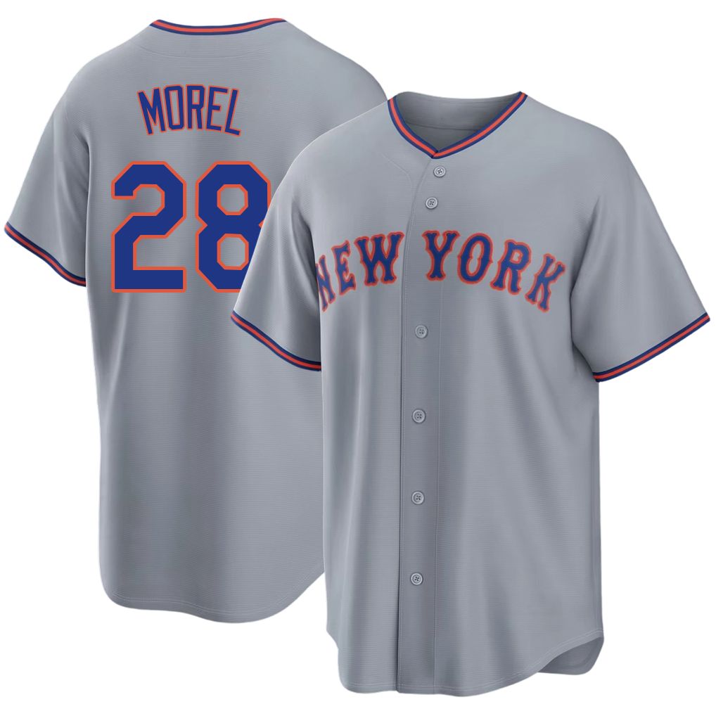 New York #28 Morel Player Baseball Short Sleeve Gray Jersey Christopher For Men Women Youth Gift