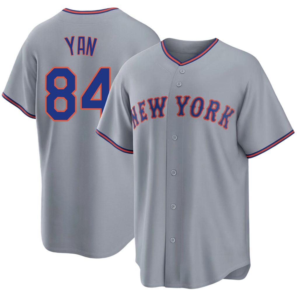 New York #84 Yan Player Baseball Short Sleeve Gray Jersey Jefry For Men Women Youth Gift