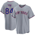 New York #84 Yan Player Baseball Short Sleeve Gray Jersey Jefry For Men Women Youth Gift