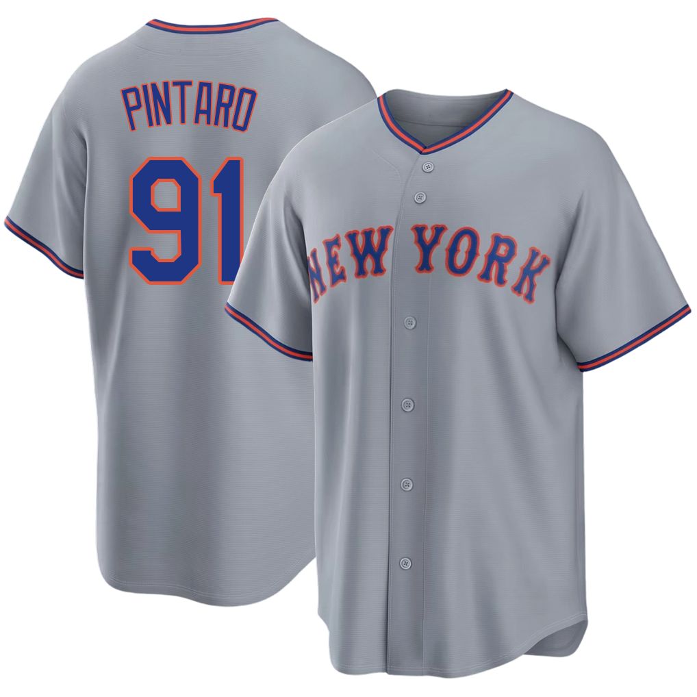 New York #91 Pintaro Player Baseball Short Sleeve Gray Jersey Jonathan For Men Women Youth Gift