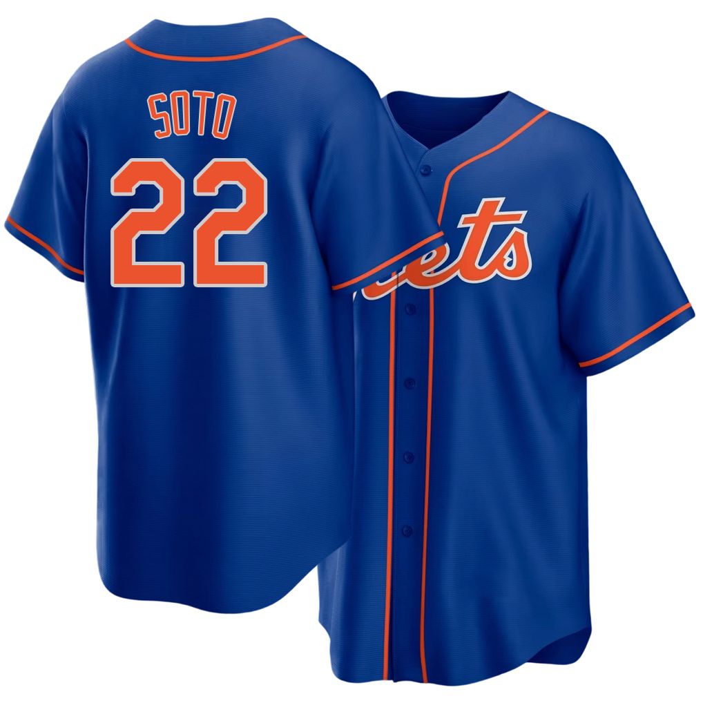 New York #22 Soto Player Baseball Short Sleeve Royal Jersey Juan For Men Women Youth Gift