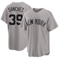 New York #39 Sanchez Player Baseball Short Sleeve Gray Jersey Ali For Men Women Youth Gift