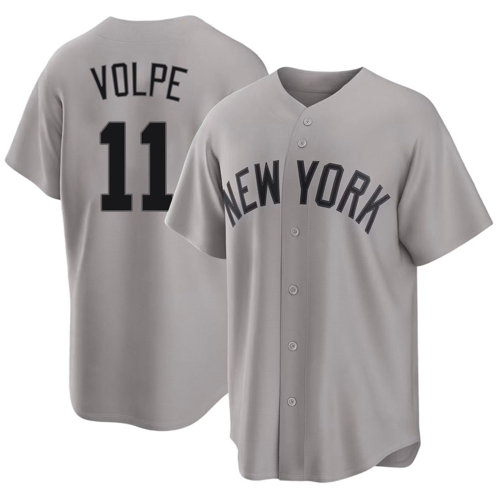 New York #11 Volpe Player Baseball Short Sleeve Gray Jersey Anthony For Men Women Youth Gift