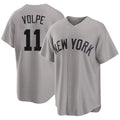 New York #11 Volpe Player Baseball Short Sleeve Gray Jersey Anthony For Men Women Youth Gift