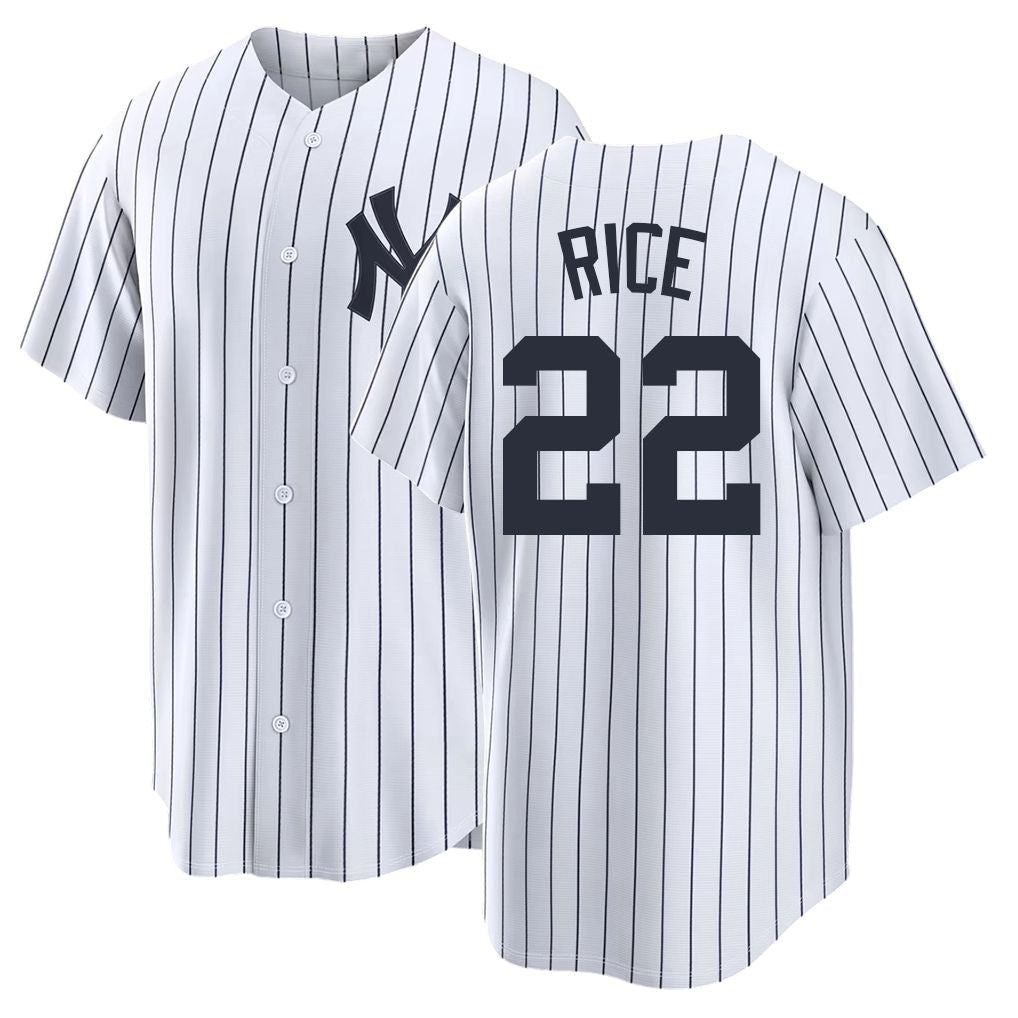 New York #22 Rice Player Baseball Short Sleeve White Jersey Ben For Men Women Youth Gift