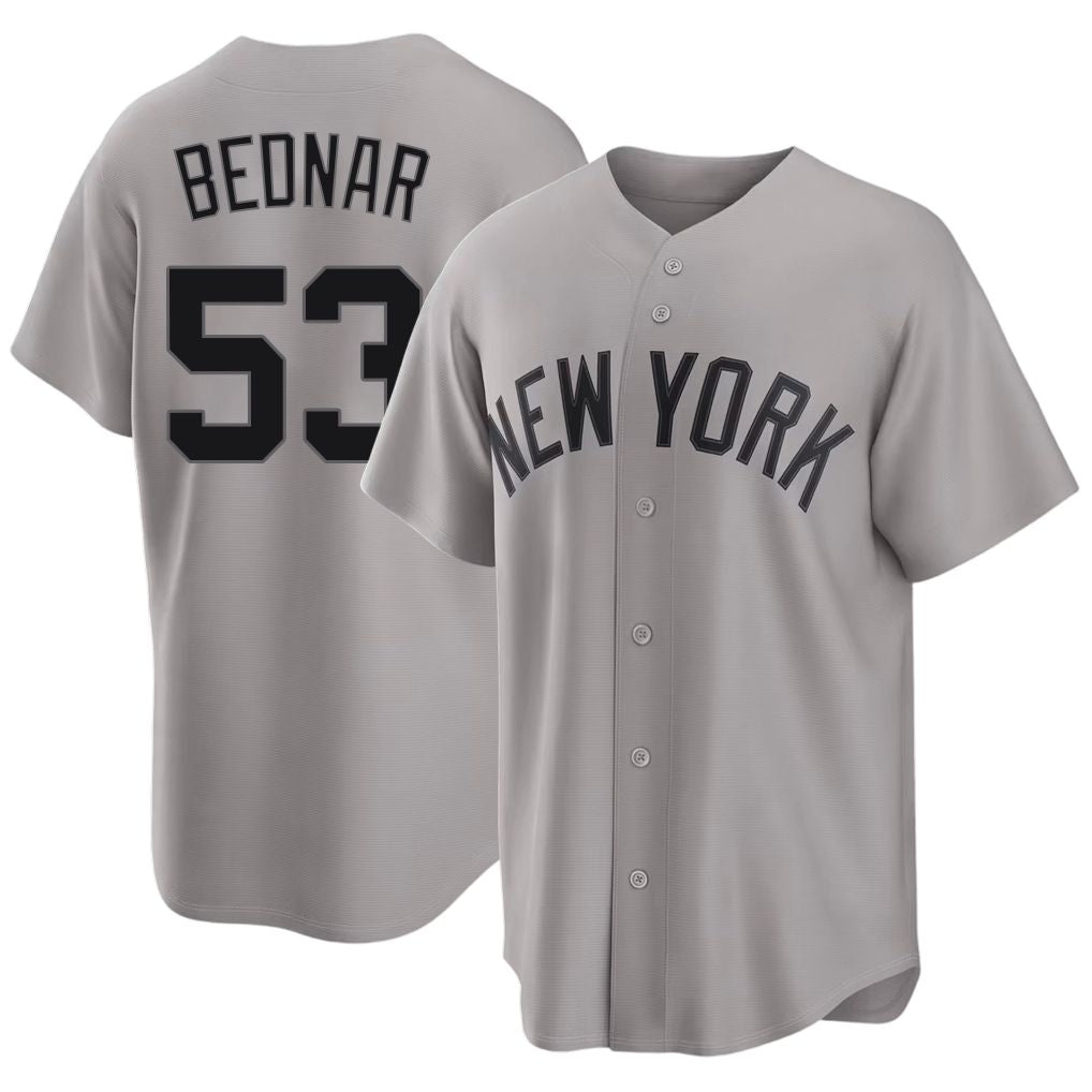 New York #53 Bednar Player Baseball Short Sleeve Gray Jersey David For Men Women Youth Gift