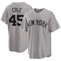 New York #45 Cole Player Baseball Short Sleeve Gray Jersey Gerrit For Men Women Youth Gift