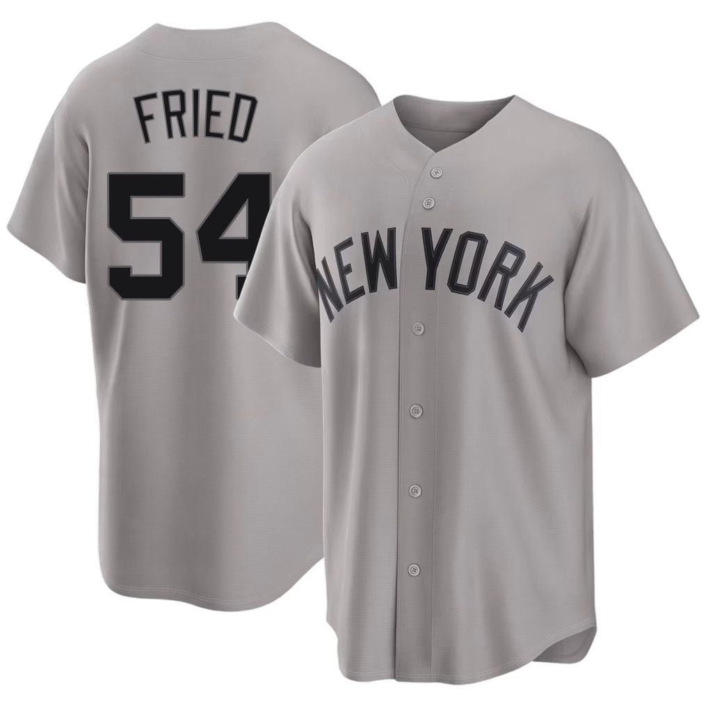 New York #54 Fried Player Baseball Short Sleeve Gray Jersey Max For Men Women Youth Gift