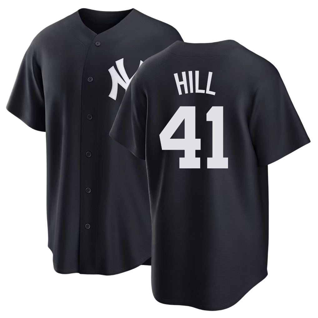 New York #41 Hill Player Baseball Short Sleeve Black Jersey Tim For Men Women Youth Gift