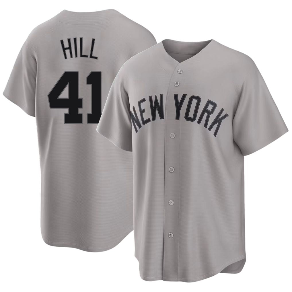 New York #41 Hill Player Baseball Short Sleeve Gray Jersey Tim For Men Women Youth Gift