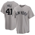 New York #41 Hill Player Baseball Short Sleeve Gray Jersey Tim For Men Women Youth Gift