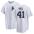 New York #41 Hill Player Baseball Short Sleeve White Jersey Tim For Men Women Youth Gift