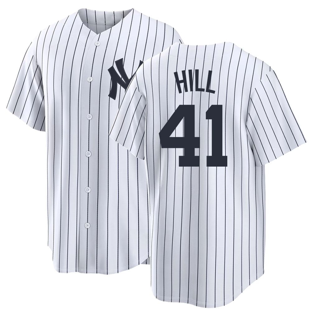 New York #41 Hill Player Baseball Short Sleeve White Jersey Tim For Men Women Youth Gift