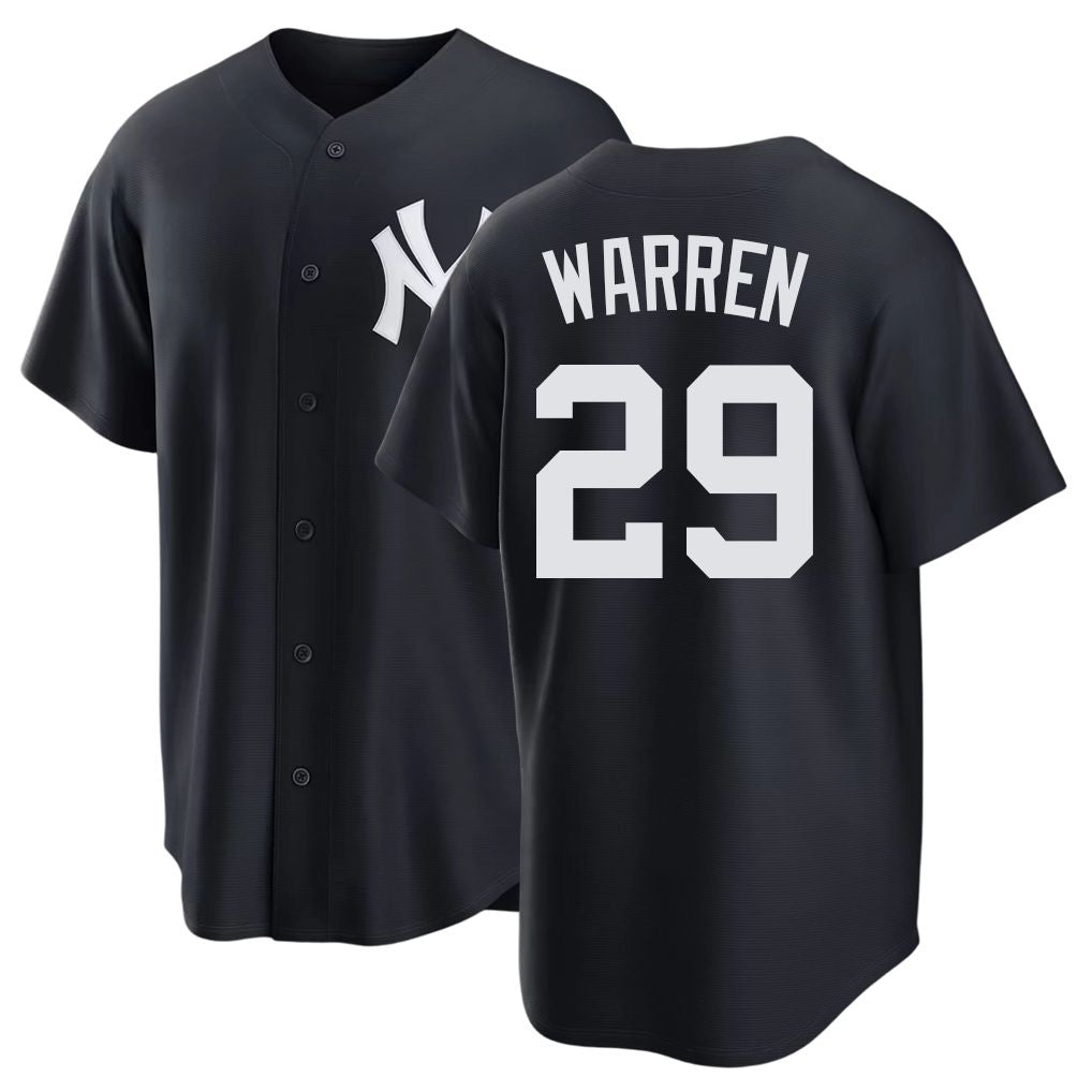New York #29 Warren Player Baseball Short Sleeve Black Jersey Will For Men Women Youth Gift