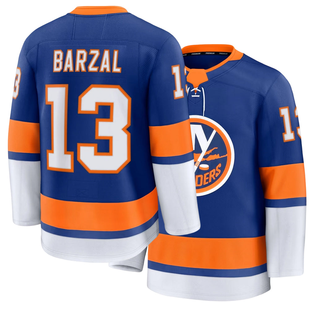 Mens New York #13 Barzal Player Ice hockey Long Sleeve Royal Mathew Jersey