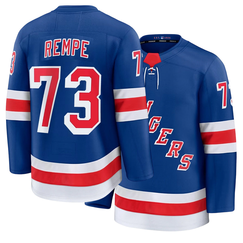 Mens New York #73 Rempe Player Ice hockey Long Sleeve Royal Matt Jersey