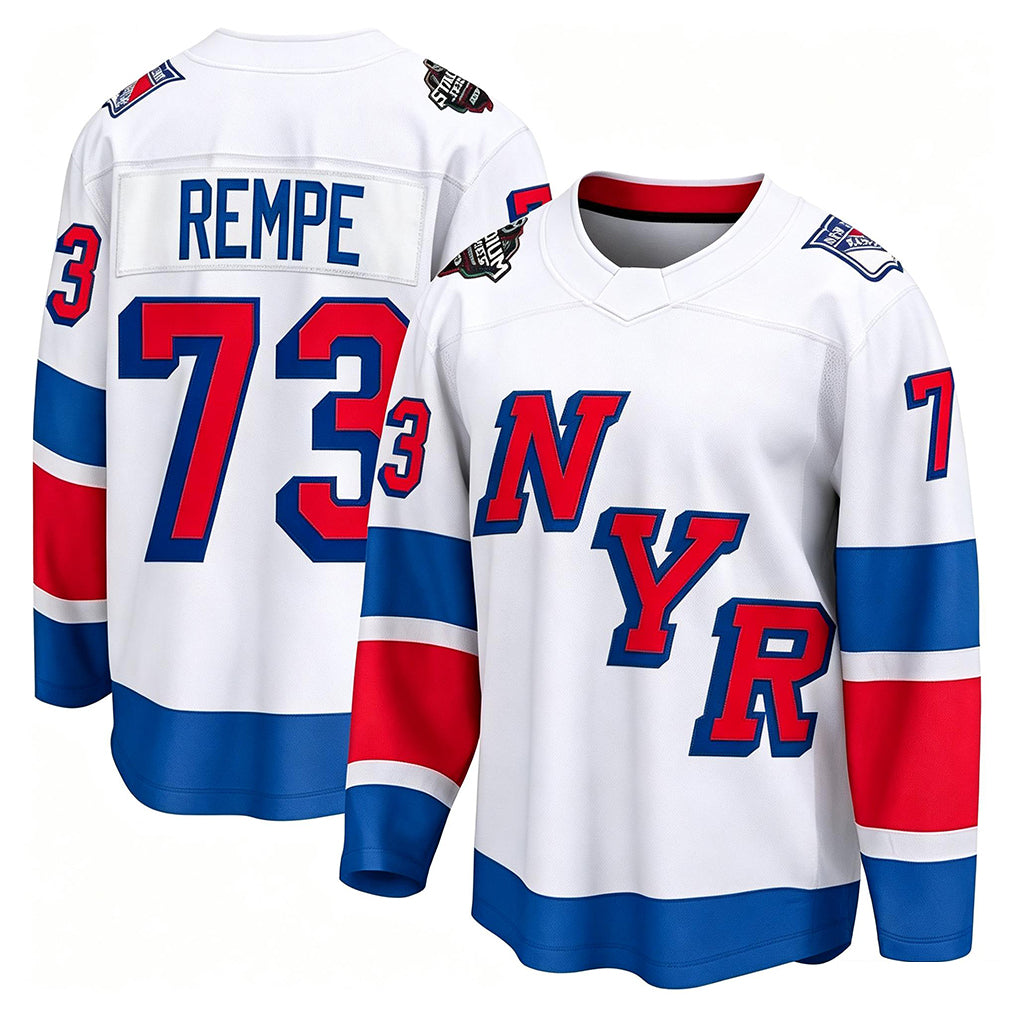 Mens New York #73 Rempe Player Ice hockey Long Sleeve White Matt Jersey