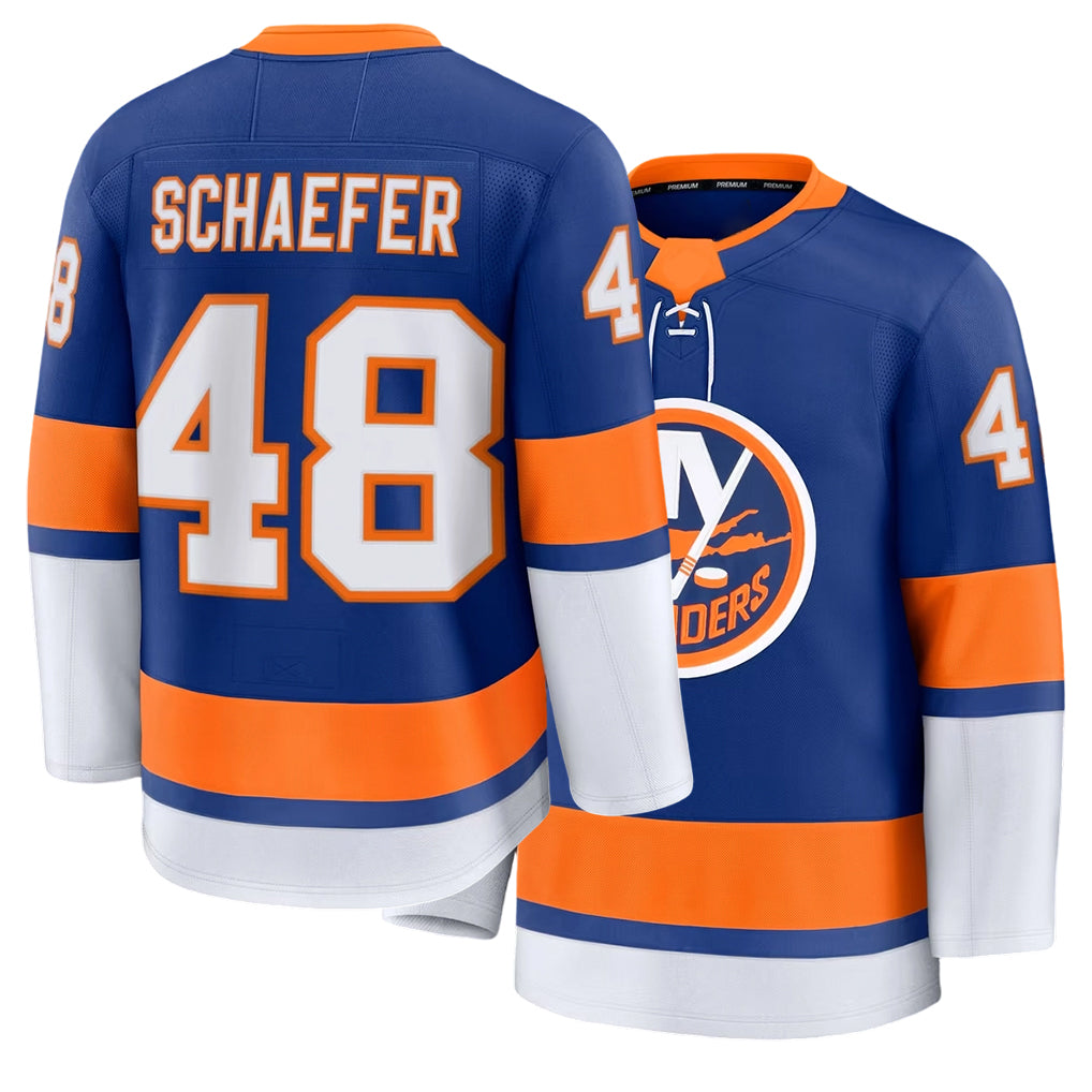 Mens New York #48 Schaefer Player Ice hockey Long Sleeve Royal Matthew Jersey