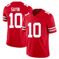 Ohio St. #10 Sayin Player College Football V Neck Short Sleeve Red Jersey Julian For Men Youth Women