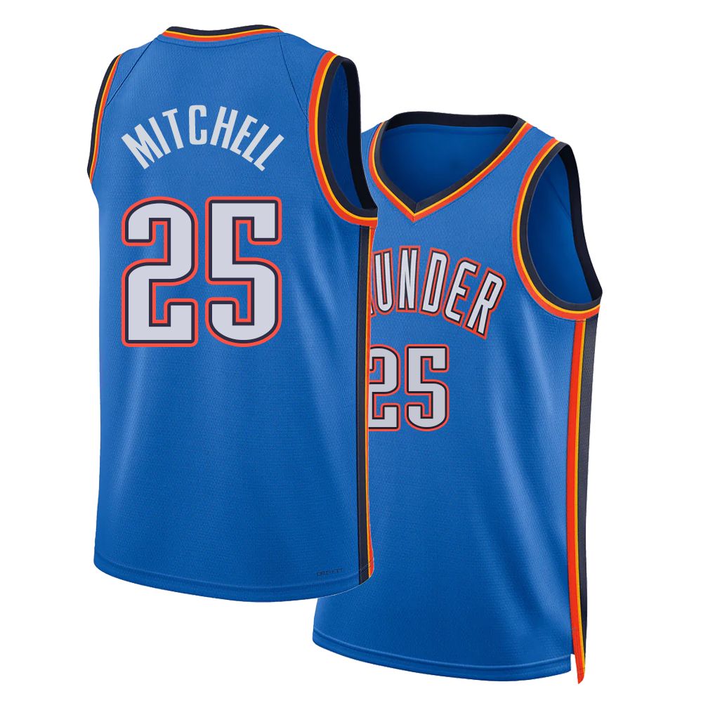Oklahoma City #25 Mitchell Player Basketball Sleeveless Blue Jersey Ajay For Adult Youth