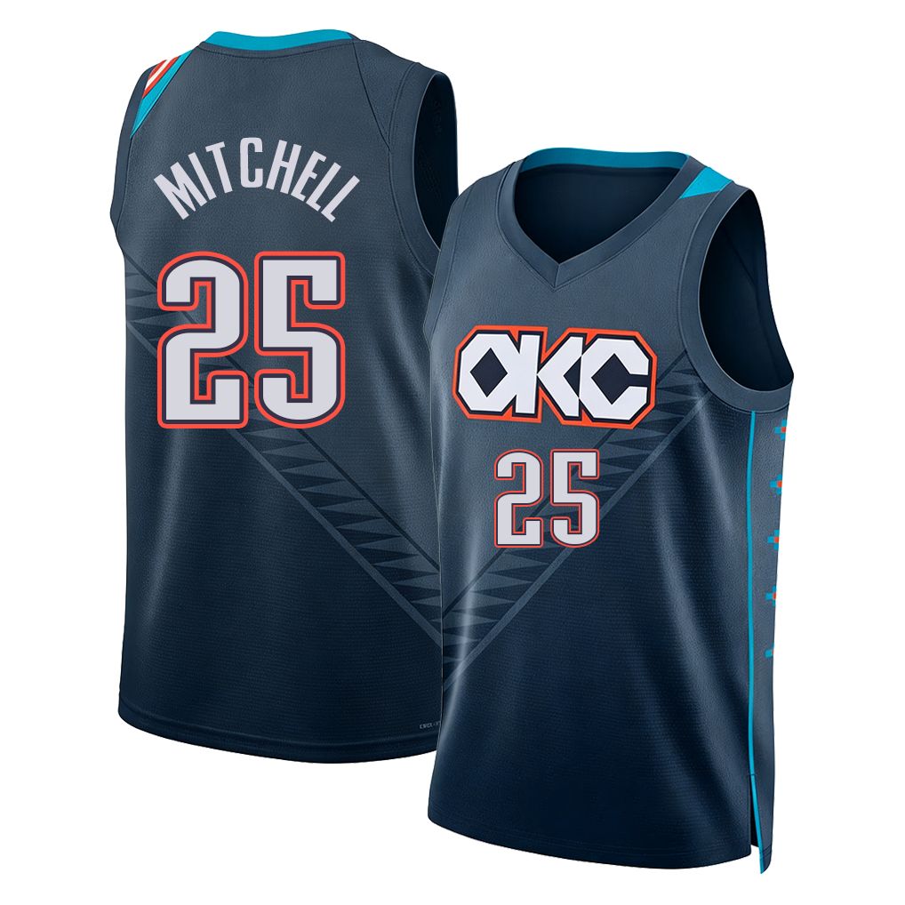 Oklahoma City #25 Mitchell Player Basketball Sleeveless Navy Jersey Ajay For Adult Youth