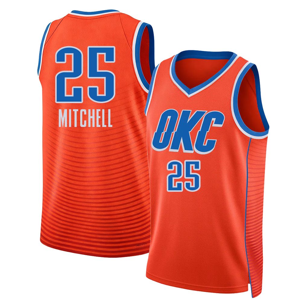 Oklahoma City #25 Mitchell Player Basketball Sleeveless Orange Jersey Ajay For Adult Youth