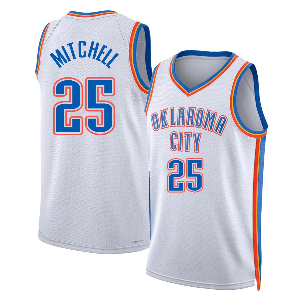 Oklahoma City #25 Mitchell Player Basketball Sleeveless White Jersey Ajay For Adult Youth