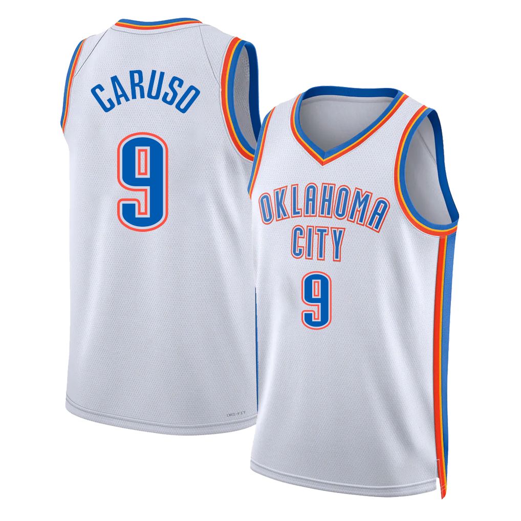 Oklahoma City #9 Caruso Player Basketball Sleeveless White Jersey Alex For Adult Youth