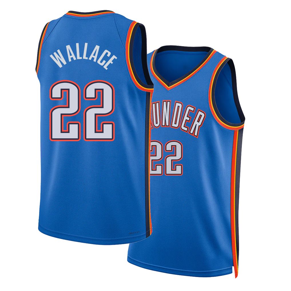 Oklahoma City #22 Wallace Player Basketball Sleeveless Blue Jersey Cason For Adult Youth
