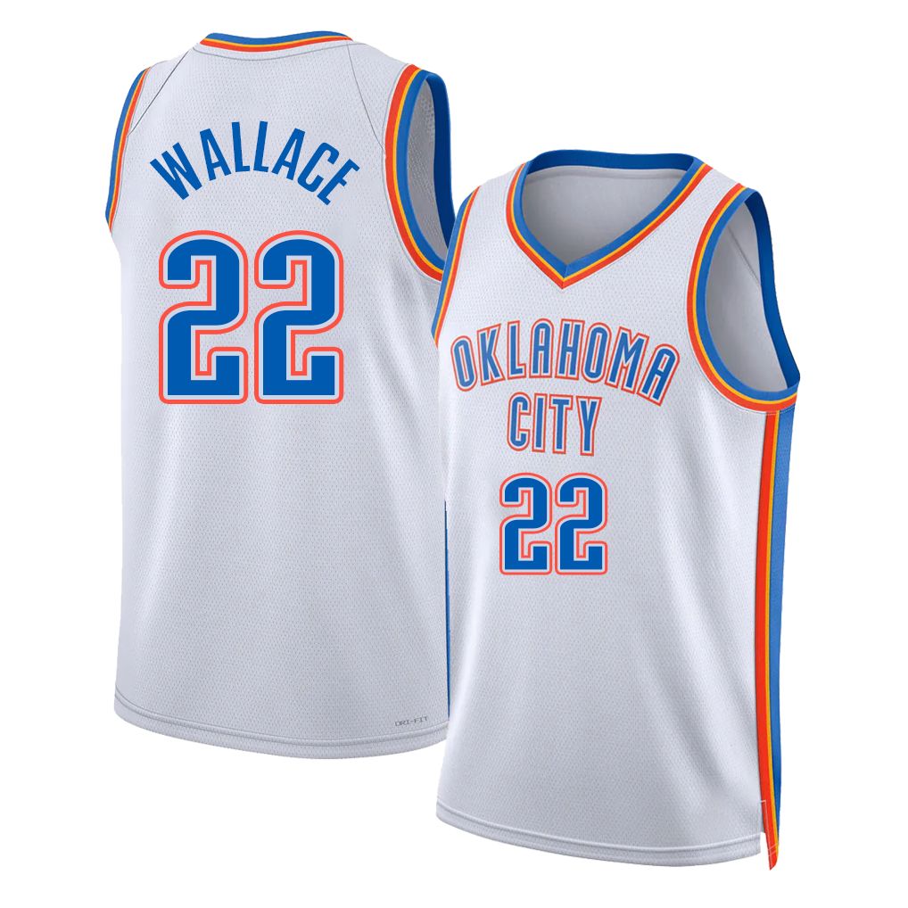 Oklahoma City #22 Wallace Player Basketball Sleeveless White Jersey Cason For Adult Youth