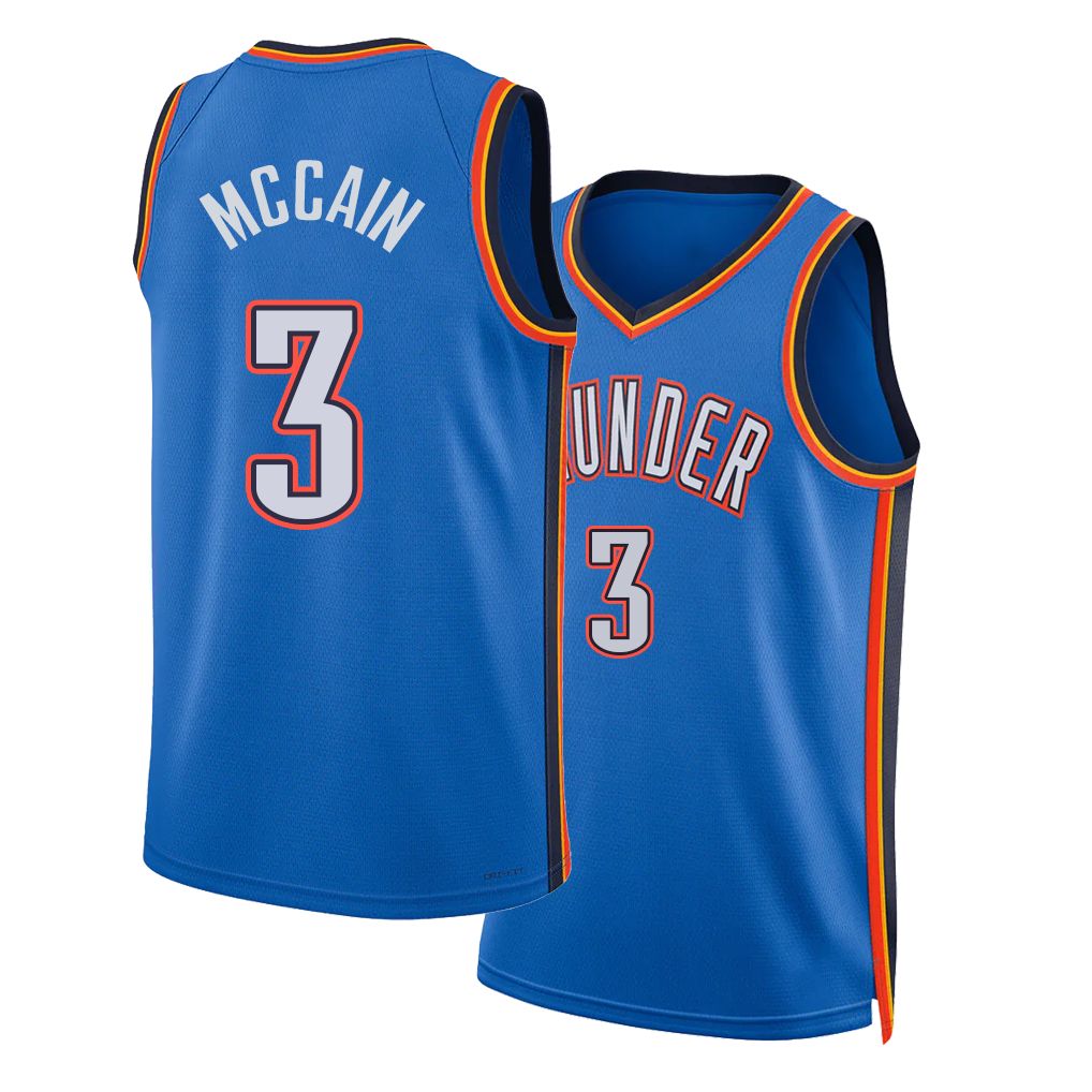 Oklahoma City #3 McCain Player Basketball Sleeveless Blue Jersey Jared For Adult Youth